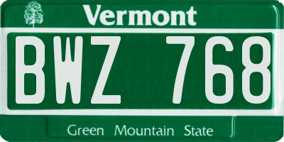 VT license plate BWZ768