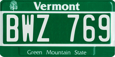 VT license plate BWZ769