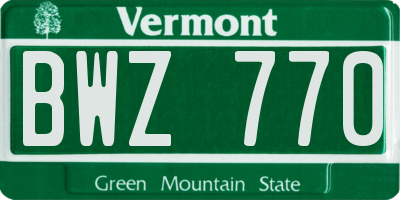 VT license plate BWZ770
