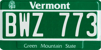 VT license plate BWZ773