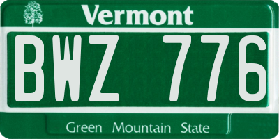 VT license plate BWZ776