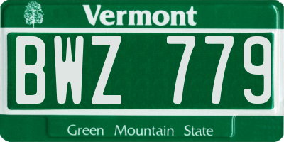 VT license plate BWZ779