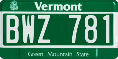 VT license plate BWZ781