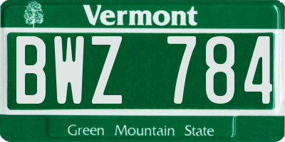 VT license plate BWZ784