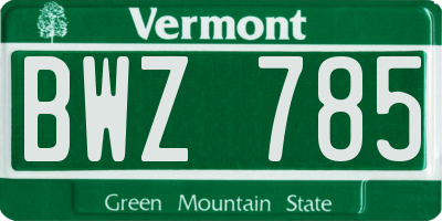 VT license plate BWZ785