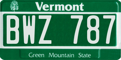 VT license plate BWZ787