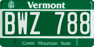 VT license plate BWZ788