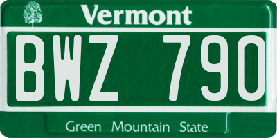VT license plate BWZ790