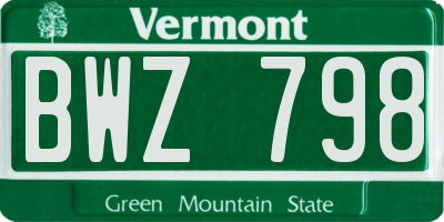 VT license plate BWZ798
