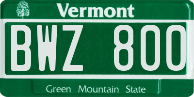 VT license plate BWZ800