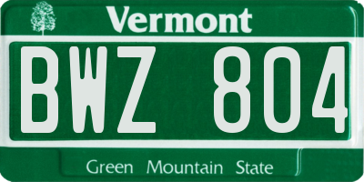 VT license plate BWZ804