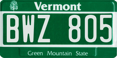 VT license plate BWZ805