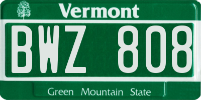 VT license plate BWZ808