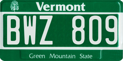 VT license plate BWZ809