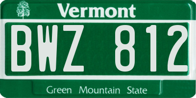 VT license plate BWZ812
