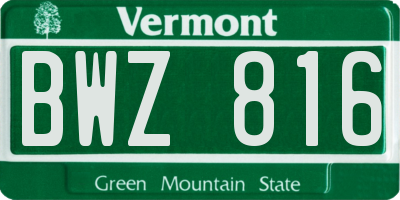 VT license plate BWZ816