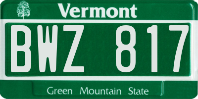 VT license plate BWZ817
