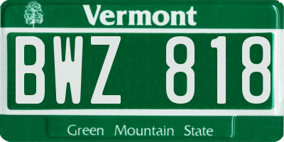 VT license plate BWZ818