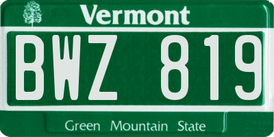 VT license plate BWZ819