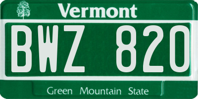 VT license plate BWZ820