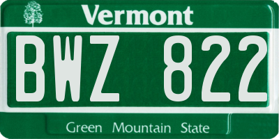 VT license plate BWZ822