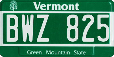 VT license plate BWZ825