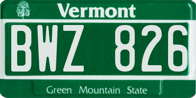 VT license plate BWZ826