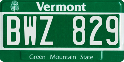VT license plate BWZ829