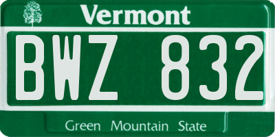VT license plate BWZ832