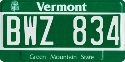 VT license plate BWZ834