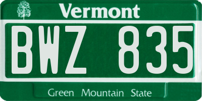 VT license plate BWZ835