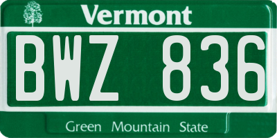 VT license plate BWZ836