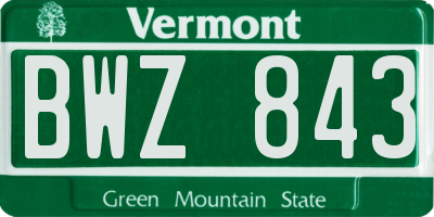 VT license plate BWZ843