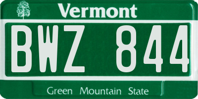 VT license plate BWZ844