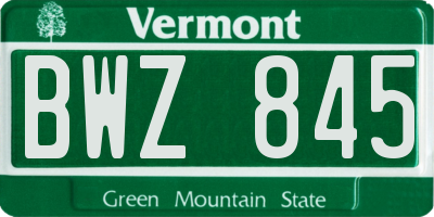 VT license plate BWZ845