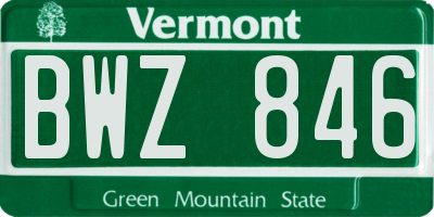 VT license plate BWZ846