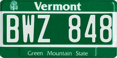 VT license plate BWZ848