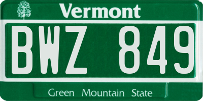 VT license plate BWZ849