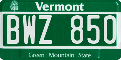 VT license plate BWZ850