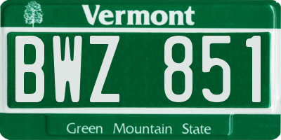 VT license plate BWZ851