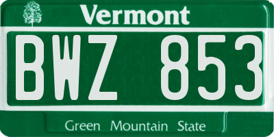 VT license plate BWZ853