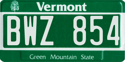 VT license plate BWZ854