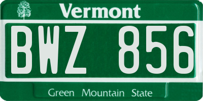 VT license plate BWZ856