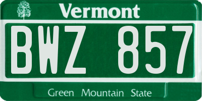 VT license plate BWZ857