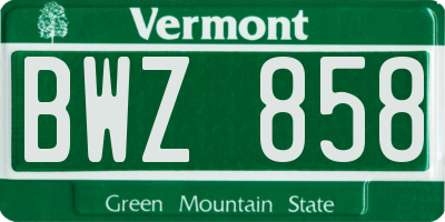 VT license plate BWZ858