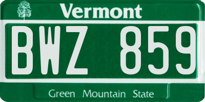 VT license plate BWZ859