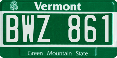 VT license plate BWZ861