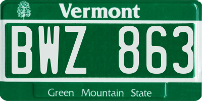VT license plate BWZ863