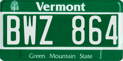 VT license plate BWZ864
