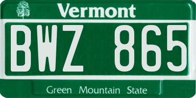 VT license plate BWZ865